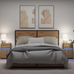 vidaXL Noptieră LED cu sertar 2 pcs stejar artizanal 38 x 34 x 61 cm