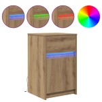 vidaXL Noptieră LED cu sertar 2 pcs stejar artizanal 38 x 34 x 61 cm