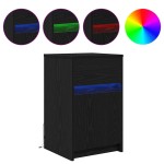 vidaXL Noptieră LED Stejar negru 38 x 34 x 61 cm Lemn compozit
