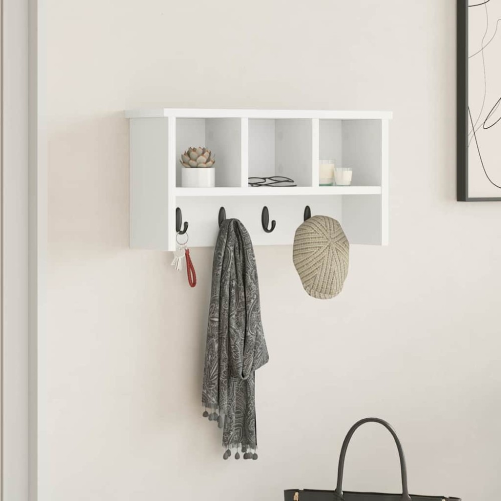 vidaXL Răcător de paltoane montat pe perete Alb 50 x 16 x 26 cm