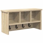 vidaXL Răcător de paltoane montat pe perete cu raft Stejar sonoma vidaXL Răcător de paltoane montat pe perete cu raft Stejar sonoma