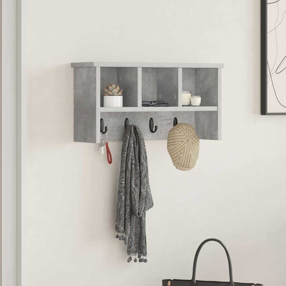 vidaXL Răcător de paltoane montat pe perete Gri beton 50 x 16 x 26 cm