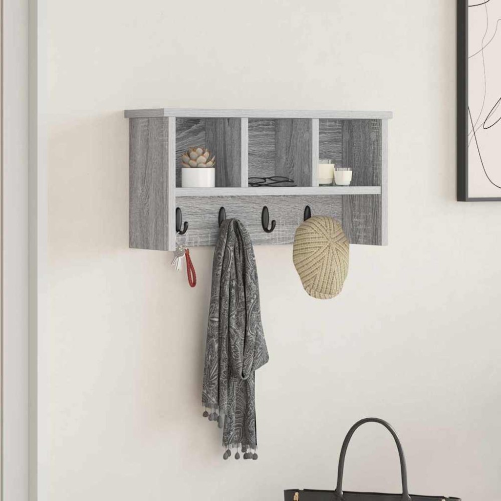 vidaXL Răcător de paltoane montat pe perete sonoma gri 50 x 16 x 26 cm