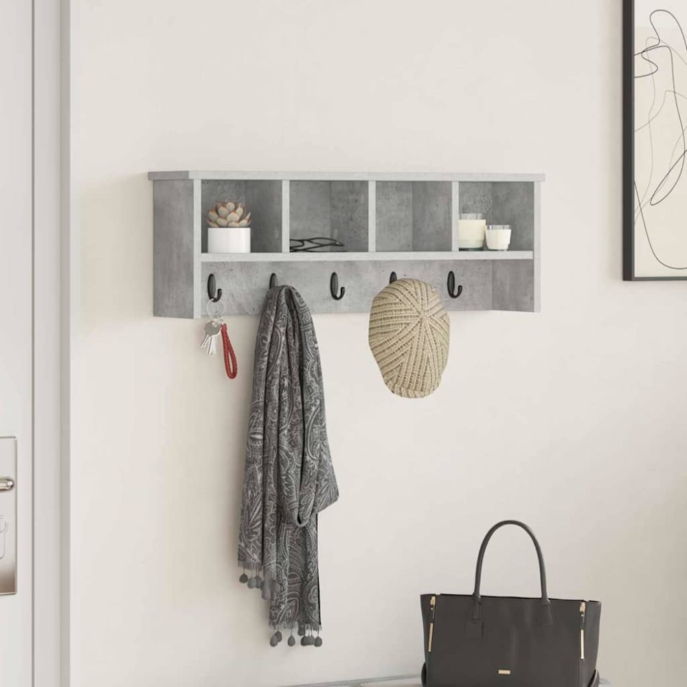 vidaXL Răcător de paltoane montat pe perete Gri beton 75 x 16 x 26 cm