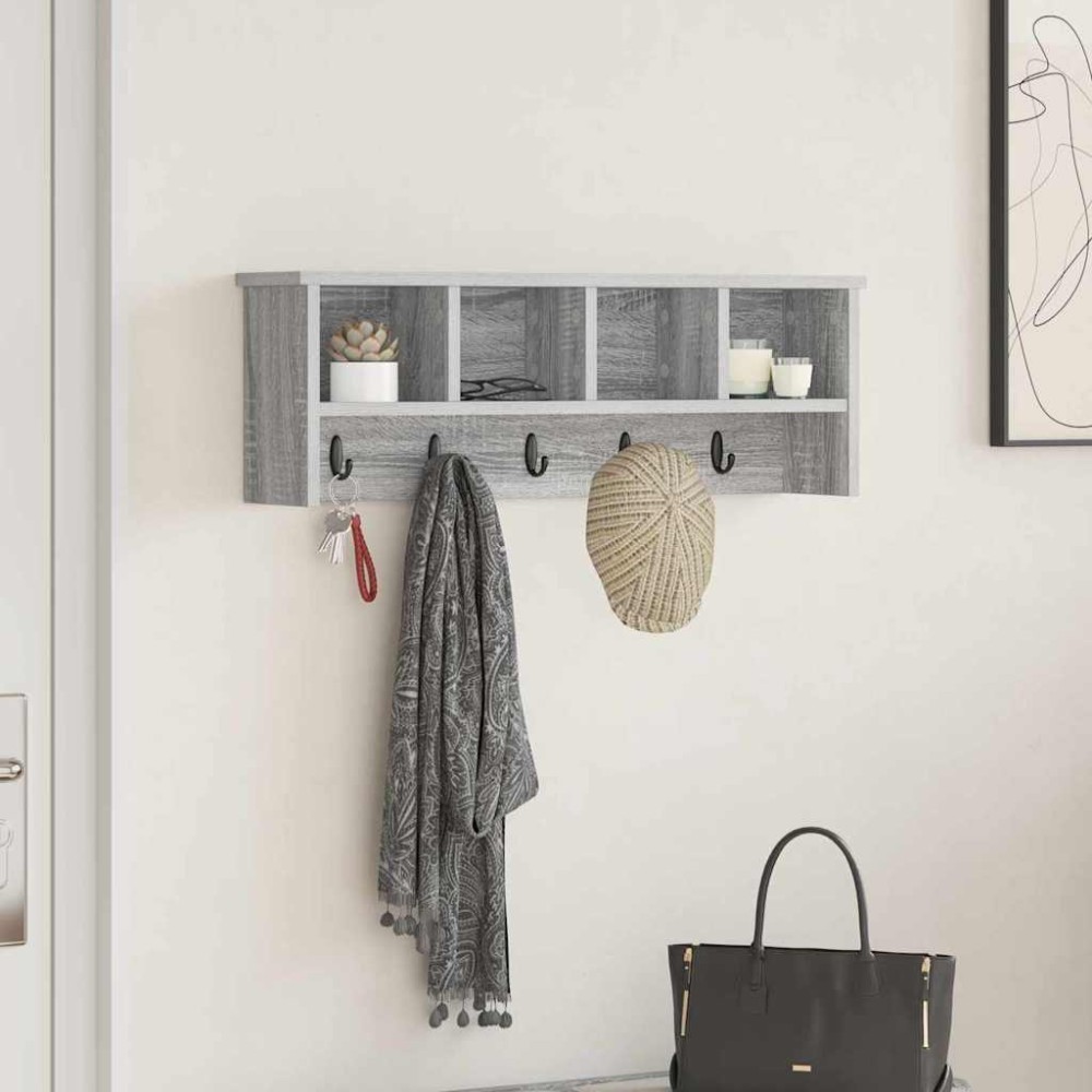 vidaXL Răcător de paltoane montat pe perete sonoma gri 75 x 16 x 26 cm