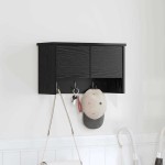 vidaXL Răcător de paltoane montat pe perete cu raft Stejar negru vidaXL Răcător de paltoane montat pe perete cu raft Stejar negru