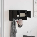 vidaXL Răcător de paltoane montat pe perete cu raft Stejar negru vidaXL Răcător de paltoane montat pe perete cu raft Stejar negru