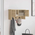 vidaXL Răcător de paltoane montat pe perete cu raft Stejar sonoma vidaXL Răcător de paltoane montat pe perete cu raft Stejar sonoma