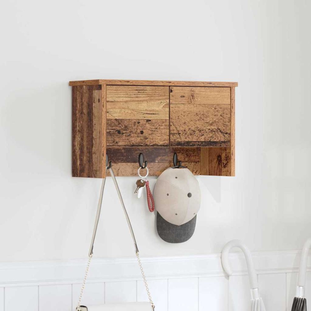 vidaXL Răcător de paltoane montat pe perete Lemn vechi 50 x 20 x 30 cm