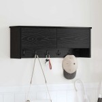 vidaXL Răcător de paltoane montat pe perete cu raft Stejar negru vidaXL Răcător de paltoane montat pe perete cu raft Stejar negru