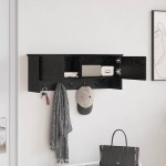 vidaXL Răcător de paltoane montat pe perete cu raft Stejar negru vidaXL Răcător de paltoane montat pe perete cu raft Stejar negru