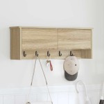 vidaXL Răcător de paltoane montat pe perete cu raft Stejar sonoma vidaXL Răcător de paltoane montat pe perete cu raft Stejar sonoma