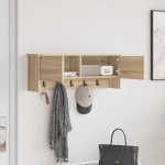 vidaXL Răcător de paltoane montat pe perete cu raft Stejar sonoma vidaXL Răcător de paltoane montat pe perete cu raft Stejar sonoma