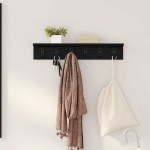 vidaXL Răcător de paltoane montat pe perete cu raft Stejar negru vidaXL Răcător de paltoane montat pe perete cu raft Stejar negru