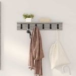 vidaXL Răcător de paltoane montat pe perete cu raft sonoma gri vidaXL Răcător de paltoane montat pe perete cu raft sonoma gri