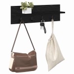 vidaXL Răcător de paltoane montat pe perete cu raft Stejar negru vidaXL Răcător de paltoane montat pe perete cu raft Stejar negru