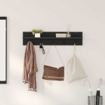 vidaXL Răcător de paltoane montat pe perete cu raft Stejar negru vidaXL Răcător de paltoane montat pe perete cu raft Stejar negru