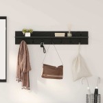 vidaXL Răcător de paltoane montat pe perete cu raft Stejar negru vidaXL Răcător de paltoane montat pe perete cu raft Stejar negru