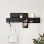 vidaXL Răcător de paltoane montat pe perete cu raft Stejar negru vidaXL Răcător de paltoane montat pe perete cu raft Stejar negru