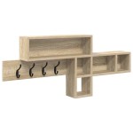 vidaXL Răcător de paltoane montat pe perete cu raft Stejar sonoma vidaXL Răcător de paltoane montat pe perete cu raft Stejar sonoma