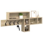 vidaXL Răcător de paltoane montat pe perete cu raft Stejar sonoma vidaXL Răcător de paltoane montat pe perete cu raft Stejar sonoma