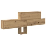 vidaXL Răcător de paltoane montat pe perete cu raft stejar artizanal