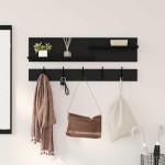 vidaXL Răcător de paltoane montat pe perete cu raft Stejar negru vidaXL Răcător de paltoane montat pe perete cu raft Stejar negru