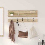 vidaXL Răcător de paltoane montat pe perete cu raft Stejar sonoma vidaXL Răcător de paltoane montat pe perete cu raft Stejar sonoma