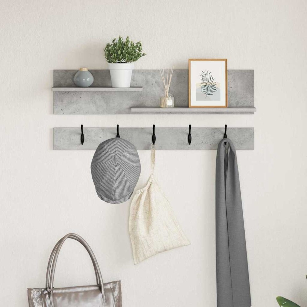 vidaXL Răcător de paltoane montat pe perete Gri beton 90 x 15 x 36 cm