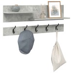 vidaXL Răcător de paltoane montat pe perete Gri beton 90 x 15 x 36 cm vidaXL Răcător de paltoane montat pe perete Gri beton 90 x 15 x 36 cm