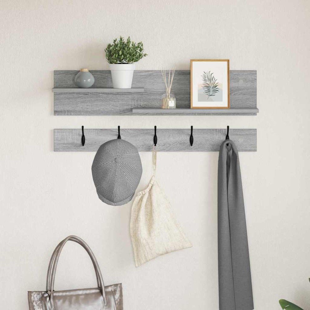 vidaXL Răcător de paltoane montat pe perete sonoma gri 90 x 15 x 36 cm