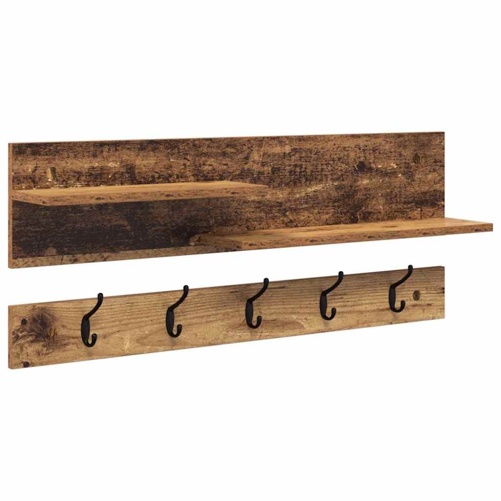 vidaXL Răcător de paltoane montat pe perete Lemn vechi 90 x 15 x 36 cm