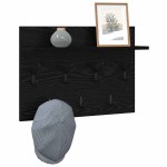 vidaXL Răcător de paltoane montat pe perete cu raft Stejar negru