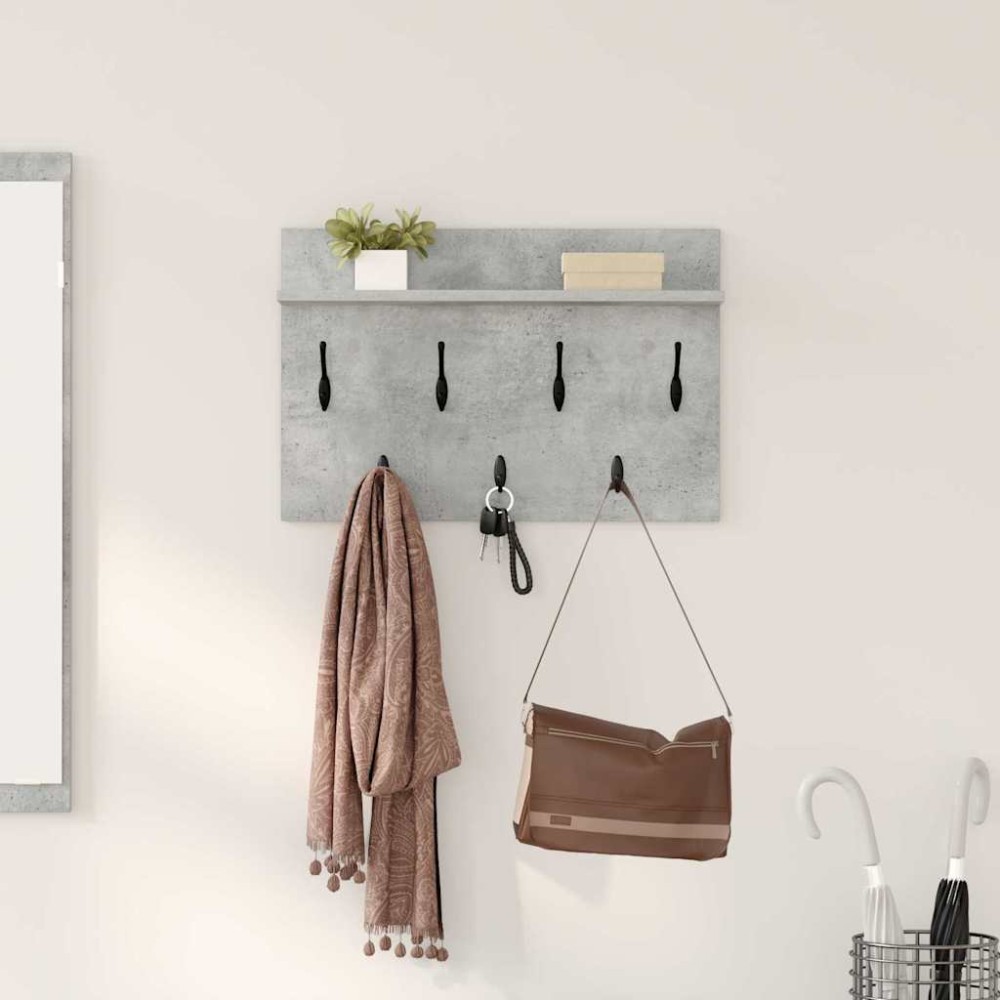 vidaXL Răcător de paltoane montat pe perete Gri beton 60 x 40 x 12 cm