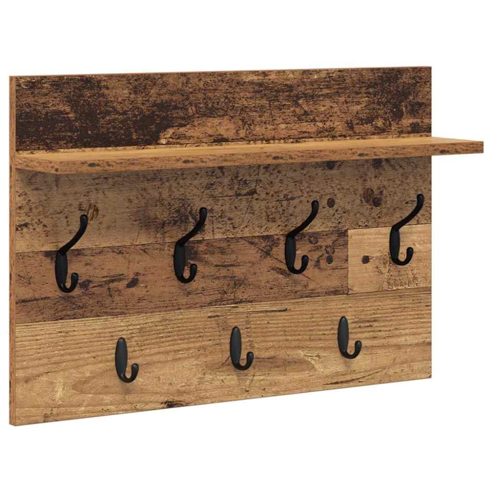 vidaXL Răcător de paltoane montat pe perete Lemn vechi 60 x 40 x 12 cm