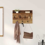 vidaXL Răcător de paltoane montat pe perete Lemn vechi 60 x 40 x 12 cm vidaXL Răcător de paltoane montat pe perete Lemn vechi 60 x 40 x 12 cm