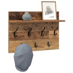 vidaXL Răcător de paltoane montat pe perete Lemn vechi 60 x 40 x 12 cm vidaXL Răcător de paltoane montat pe perete Lemn vechi 60 x 40 x 12 cm