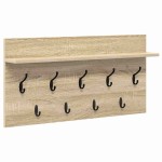 vidaXL Răcător de paltoane montat pe perete cu raft Stejar sonoma vidaXL Răcător de paltoane montat pe perete cu raft Stejar sonoma