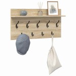 vidaXL Răcător de paltoane montat pe perete cu raft Stejar sonoma vidaXL Răcător de paltoane montat pe perete cu raft Stejar sonoma