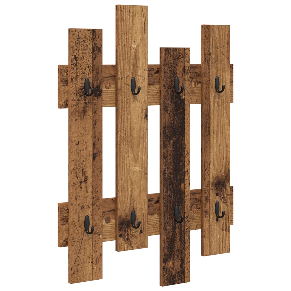 vidaXL Răcător de paltoane montat pe perete Lemn vechi 60 x 3 x 82 cm