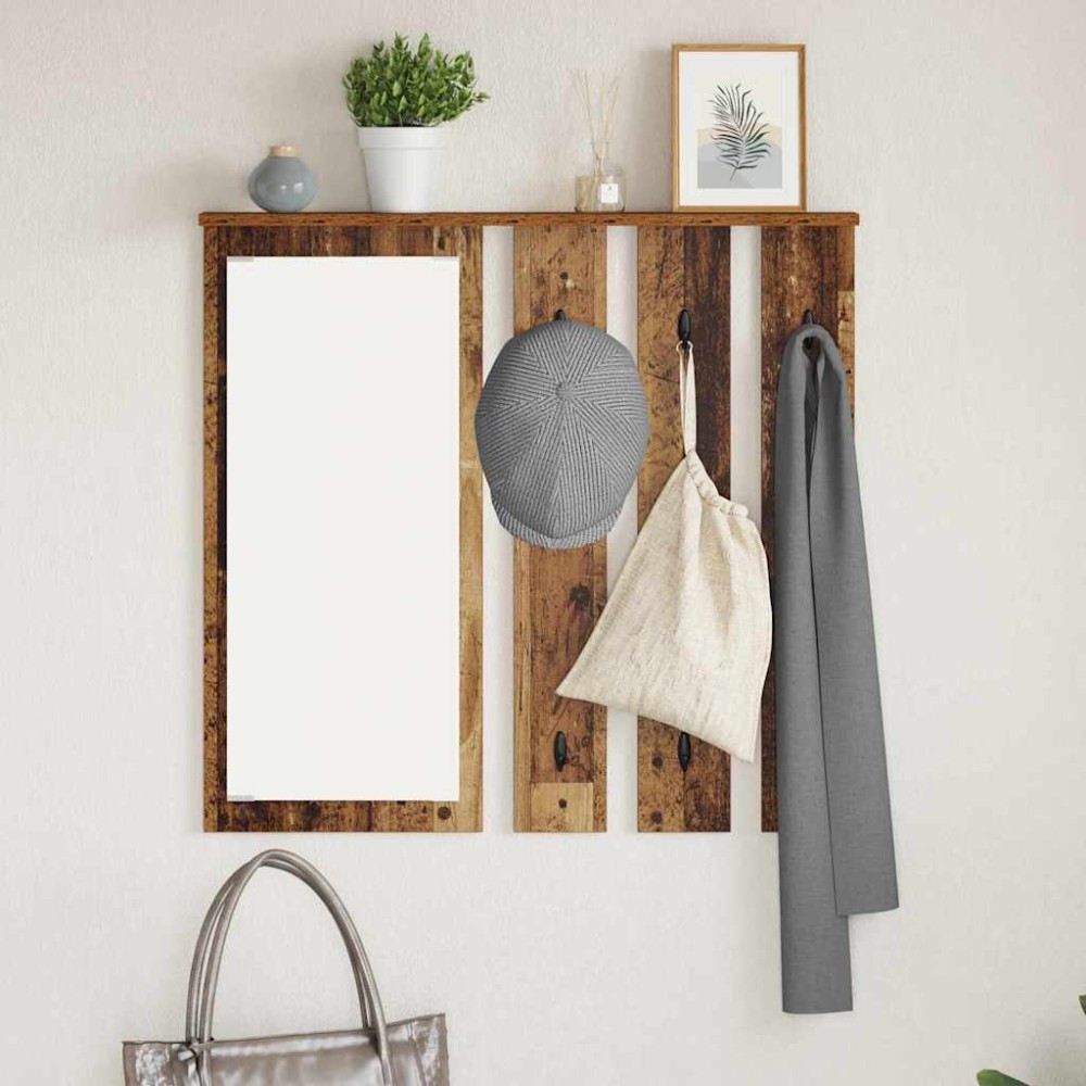 vidaXL Răcător de paltoane montat pe perete Lemn vechi 84 x 10 x 80 cm
