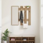 vidaXL Răcător de paltoane montat pe perete Stejar artisanal vidaXL Răcător de paltoane montat pe perete Stejar artisanal