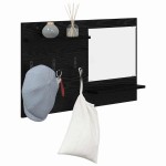 vidaXL Răcător de paltoane montat pe perete cu raft Stejar negru vidaXL Răcător de paltoane montat pe perete cu raft Stejar negru