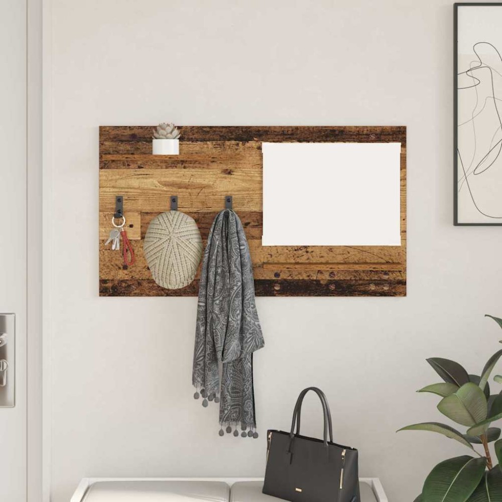 vidaXL Răcător de paltoane montat pe perete Lemn vechi 90 x 10 x 50 cm