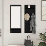 vidaXL Răcător de paltoane montat pe perete cu raft Stejar negru vidaXL Răcător de paltoane montat pe perete cu raft Stejar negru