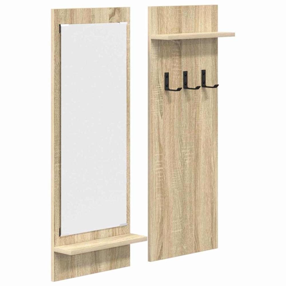 vidaXL Răcător de paltoane montat pe perete cu raft Stejar sonoma