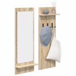 vidaXL Răcător de paltoane montat pe perete cu raft Stejar sonoma vidaXL Răcător de paltoane montat pe perete cu raft Stejar sonoma