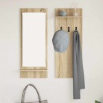 vidaXL Răcător de paltoane montat pe perete cu raft Stejar sonoma vidaXL Răcător de paltoane montat pe perete cu raft Stejar sonoma