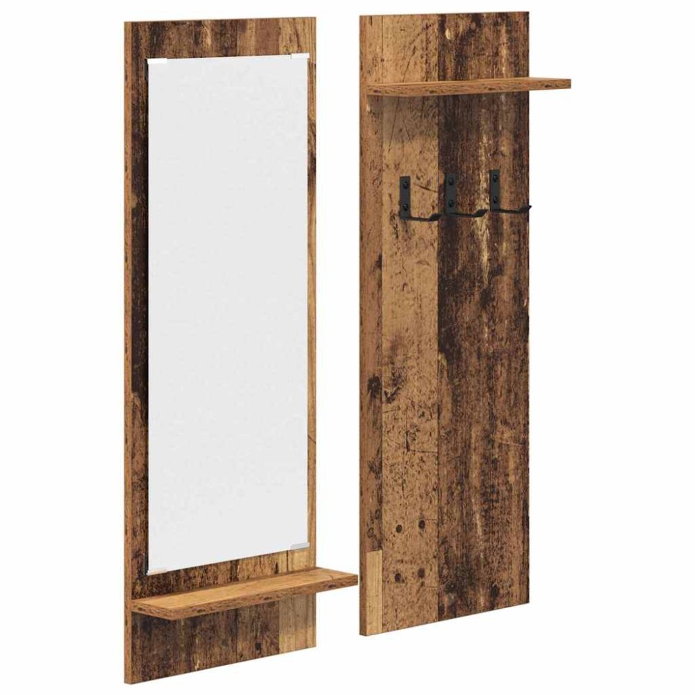 vidaXL Răcător de paltoane montat pe perete Lemn vechi 70 x 10 x 90 cm