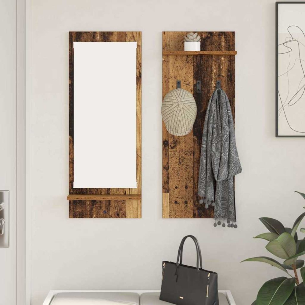 vidaXL Răcător de paltoane montat pe perete Lemn vechi 70 x 10 x 90 cm